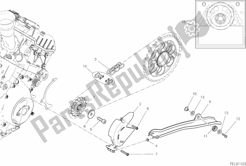 Tutte le parti per il 17a - Corona Anteriore - Catena del Ducati Superbike Panigale V4 S Corse 1100 2019